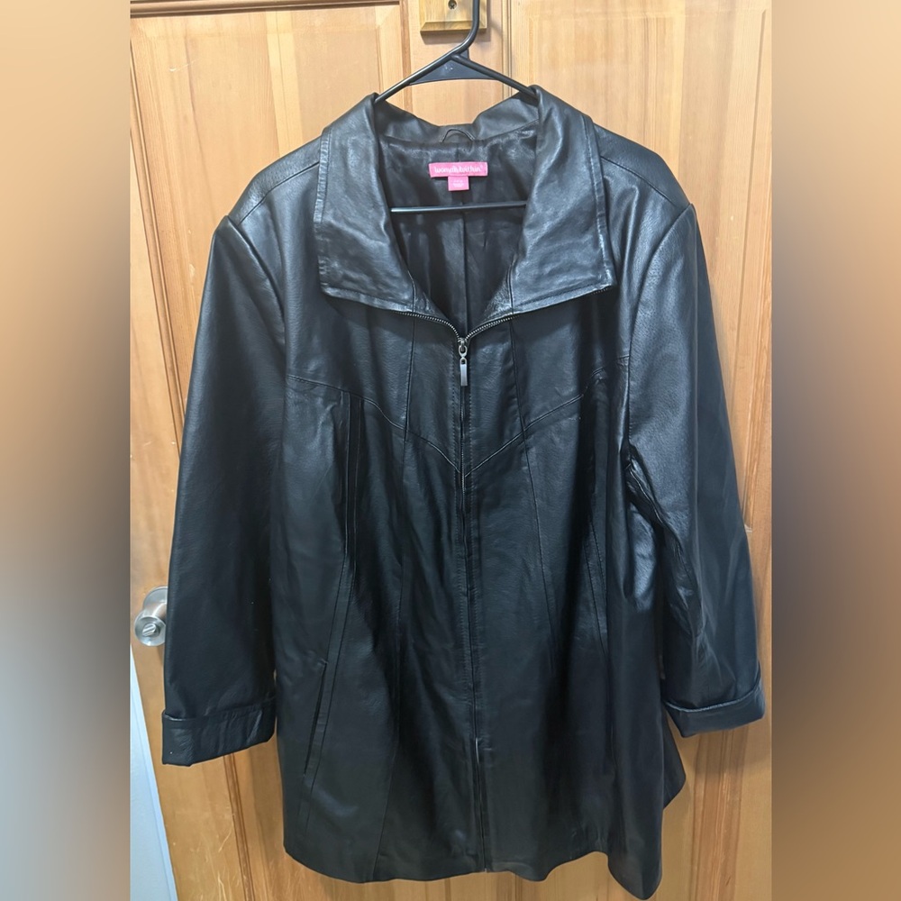 Vintage 90s/2000’s Black Leather Zip-Front Women’s Jacket Plus Size 24 Like New